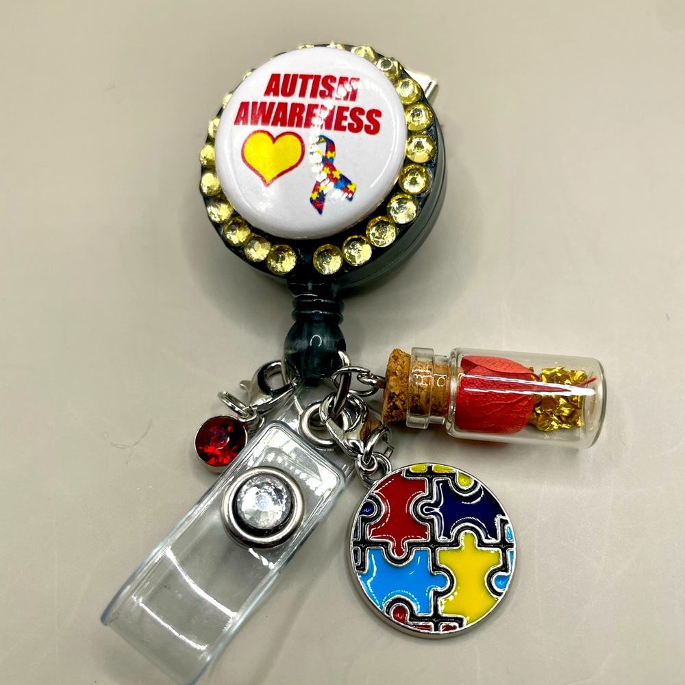 ⭐️Badge reel name badge holders. “Autism awareness” month of April.